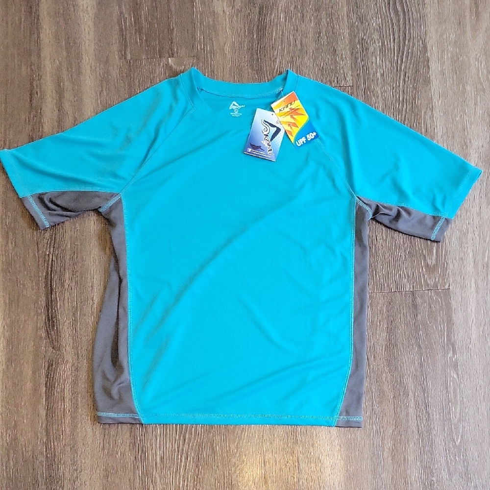 Teal and Gray Short Sleeve Athletic Shirt